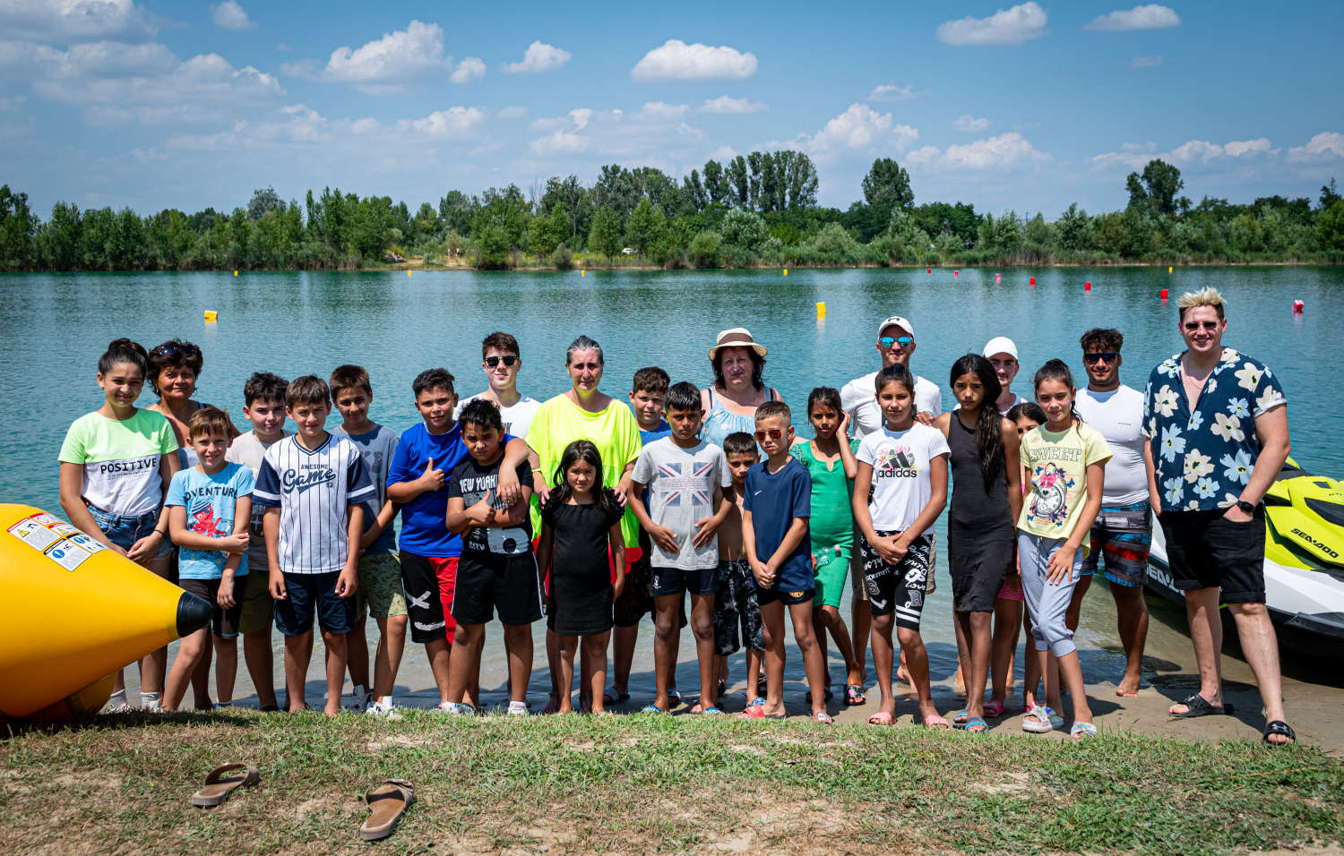 Group photo at the lakeside