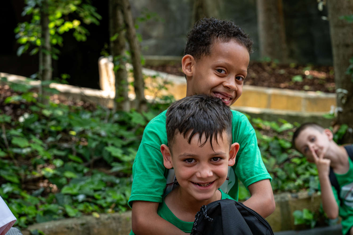 Smiling boys at the camp
