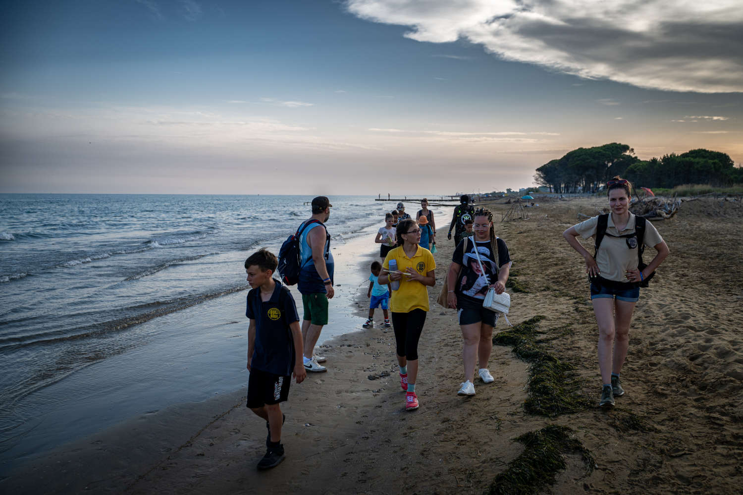 Walking on the beach at sunset